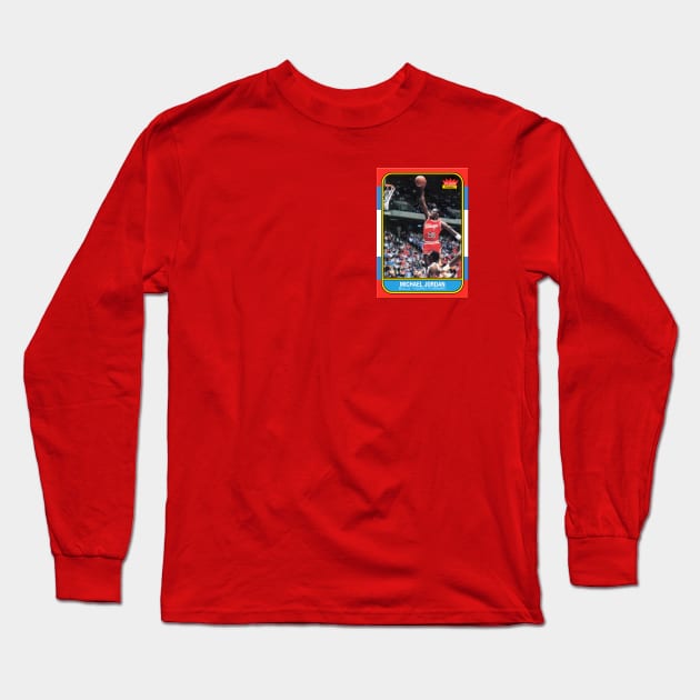 Michael Jordan '86 Fleer Card (chest) Long Sleeve T-Shirt by ParaholiX